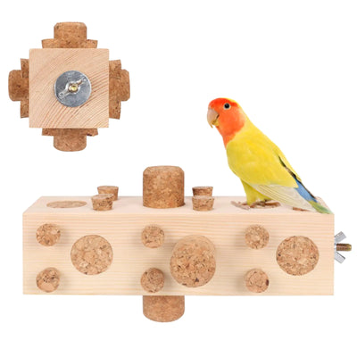 36pcs Pine Wood Parrot Foraging Toy with Soft Corks